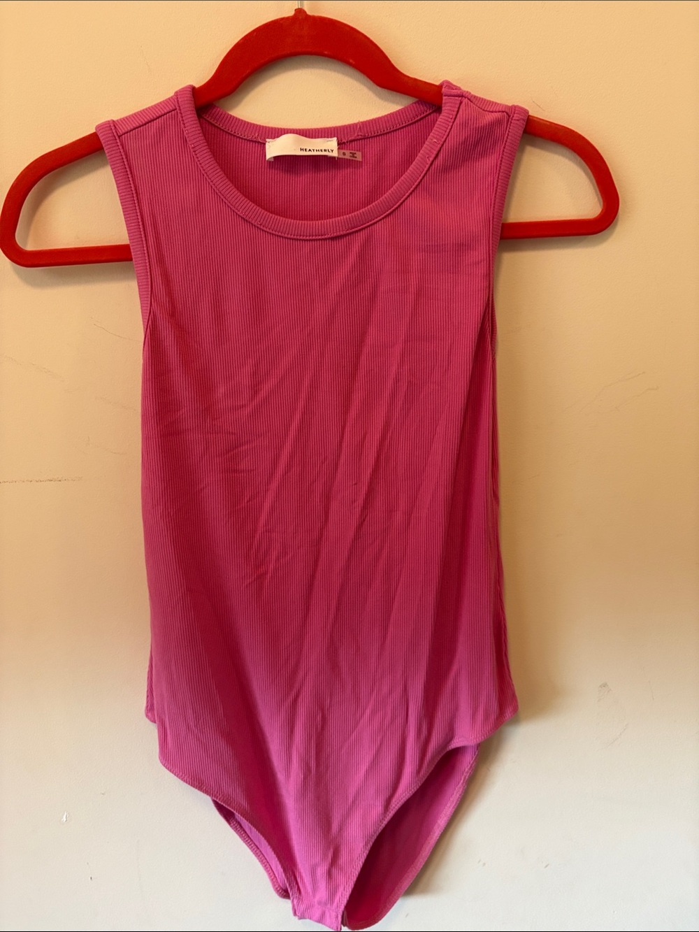 HEATHERLY Pink Ribbed Sleeveless Bodysuit